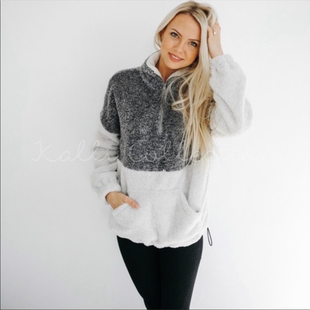 Charcoal soft half-zip pullover sweater - Picture 3 of 4